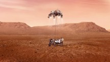 De landing van NASA's Mars 2020 Perseverance Rover missie met de Ewellix planetaire rollen-omloopspindel aan boord. (Bron: NASA)'