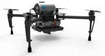 3D-concept van een drone met de brandstofcel van Intelligent Energy aan boord.'